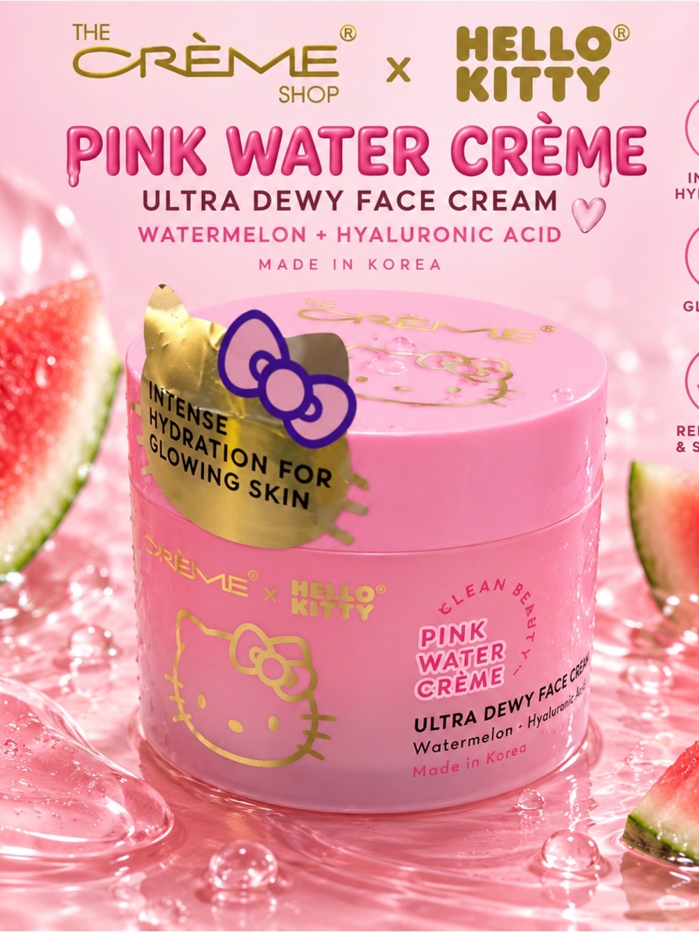 The Creme Shop Pink Water Crème for hydrating glowing skin